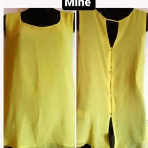 Mine large back button sheer blouse top